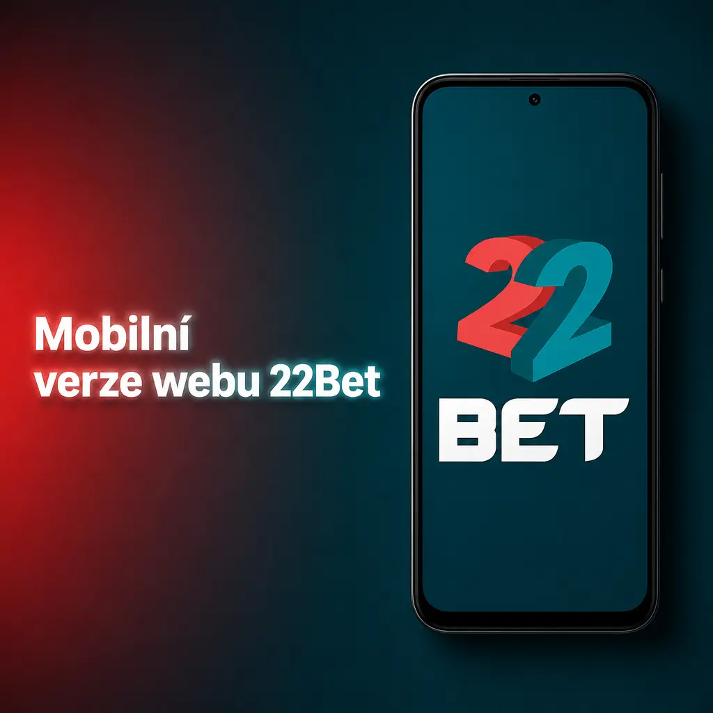 Mobilní verze webu 22Bet v prohlížeči telefonu s přístupem ke kurzům, casino hrám a platebním metodám