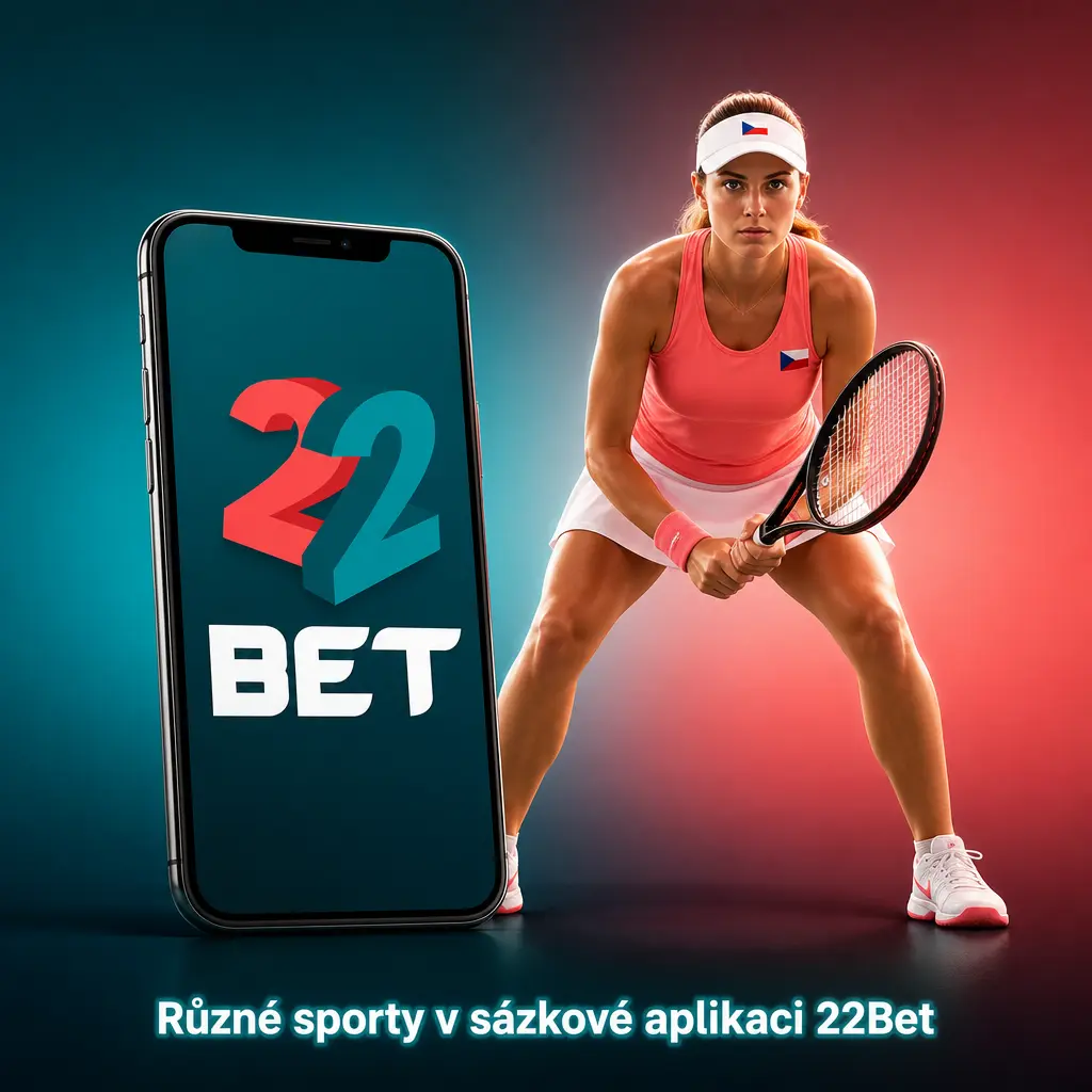 Přehled sportovních odvětví a sázkových typů v aplikaci 22Bet, včetně LIVE streamů a eSportu.