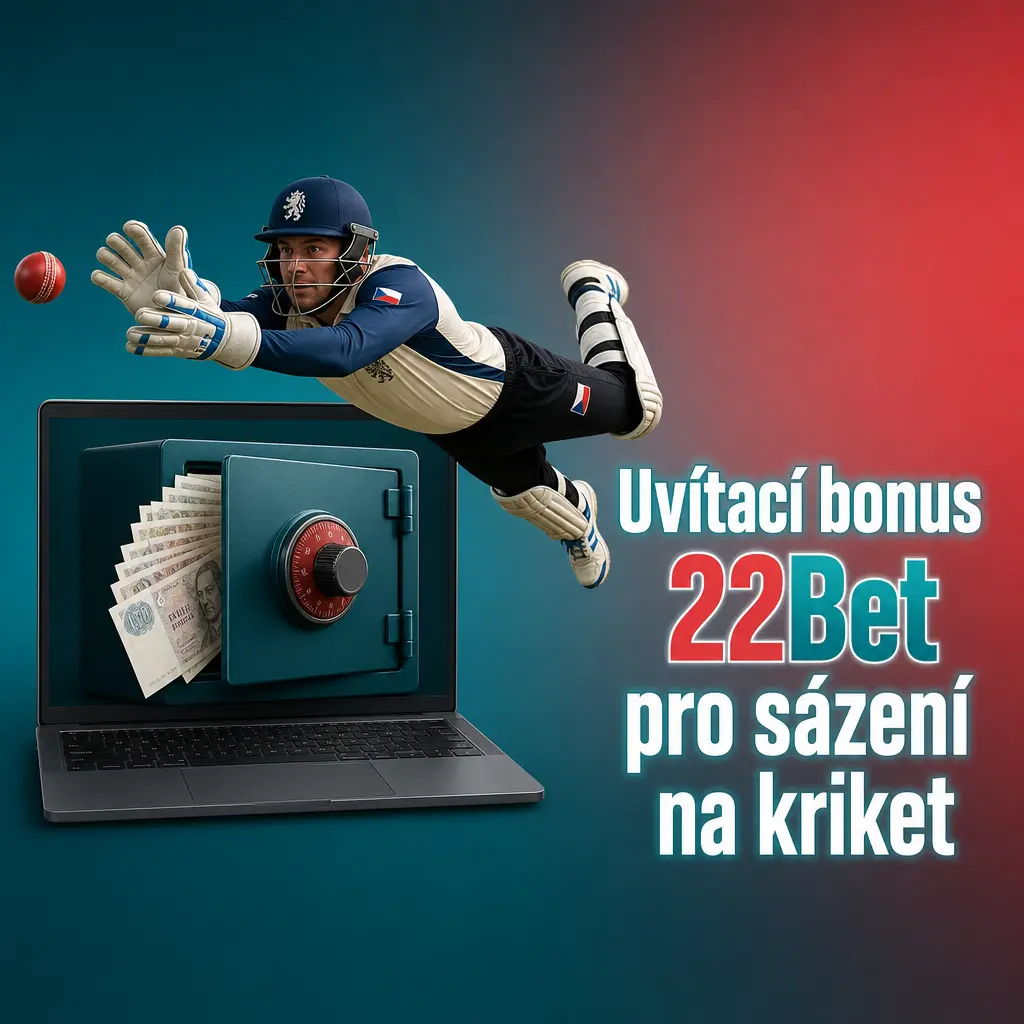 22Bet uvítací bonus 100 % na první vklad až 3 000 CZK pro sázení na kriket, IPL a T20 World Cup