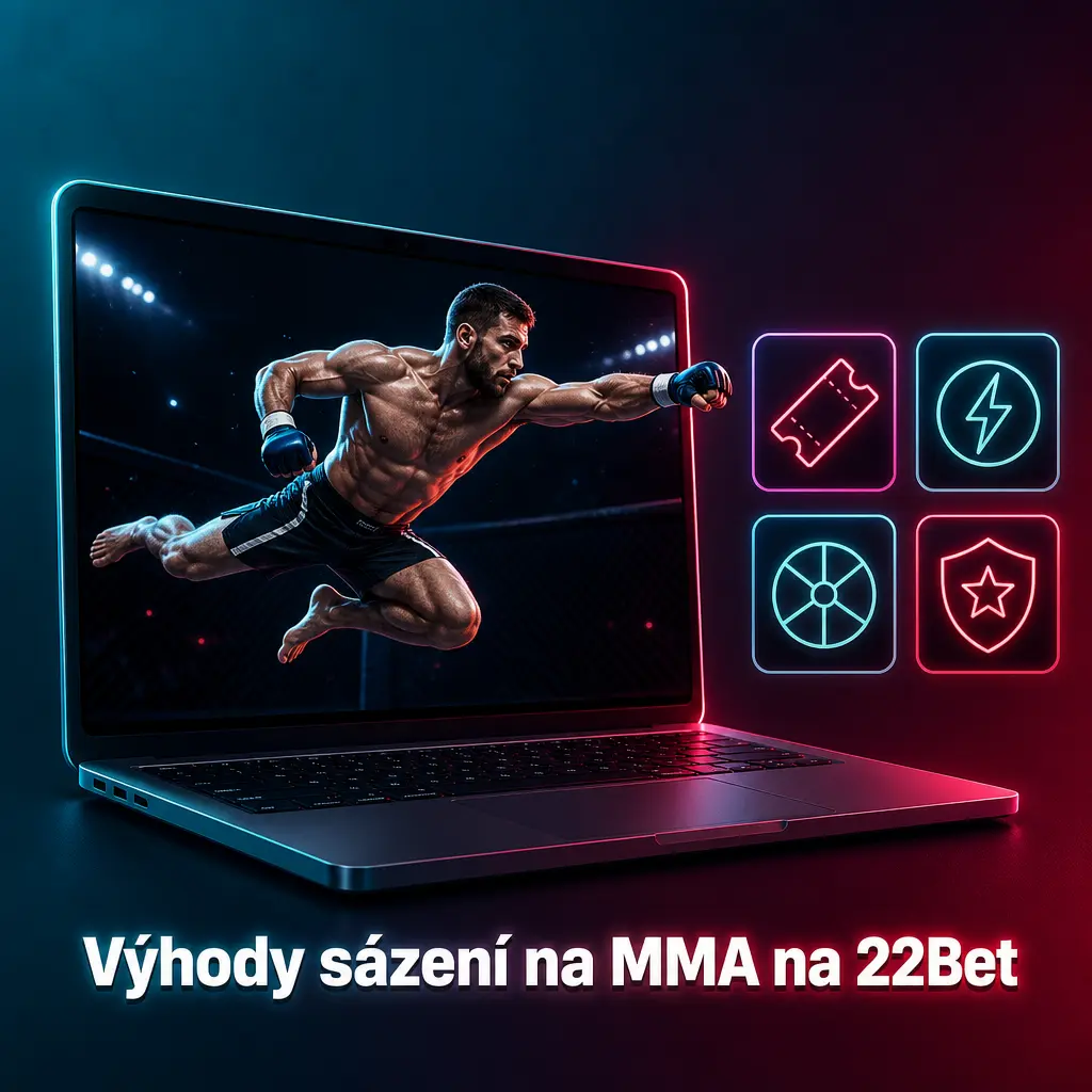 Ilustrace k výhodám sázení na MMA a UFC zápasy na sázkové platformě 22Bet